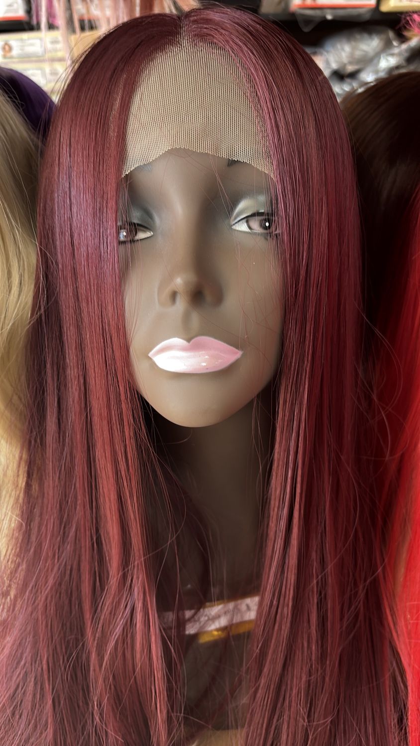 Burgundy 30in wig