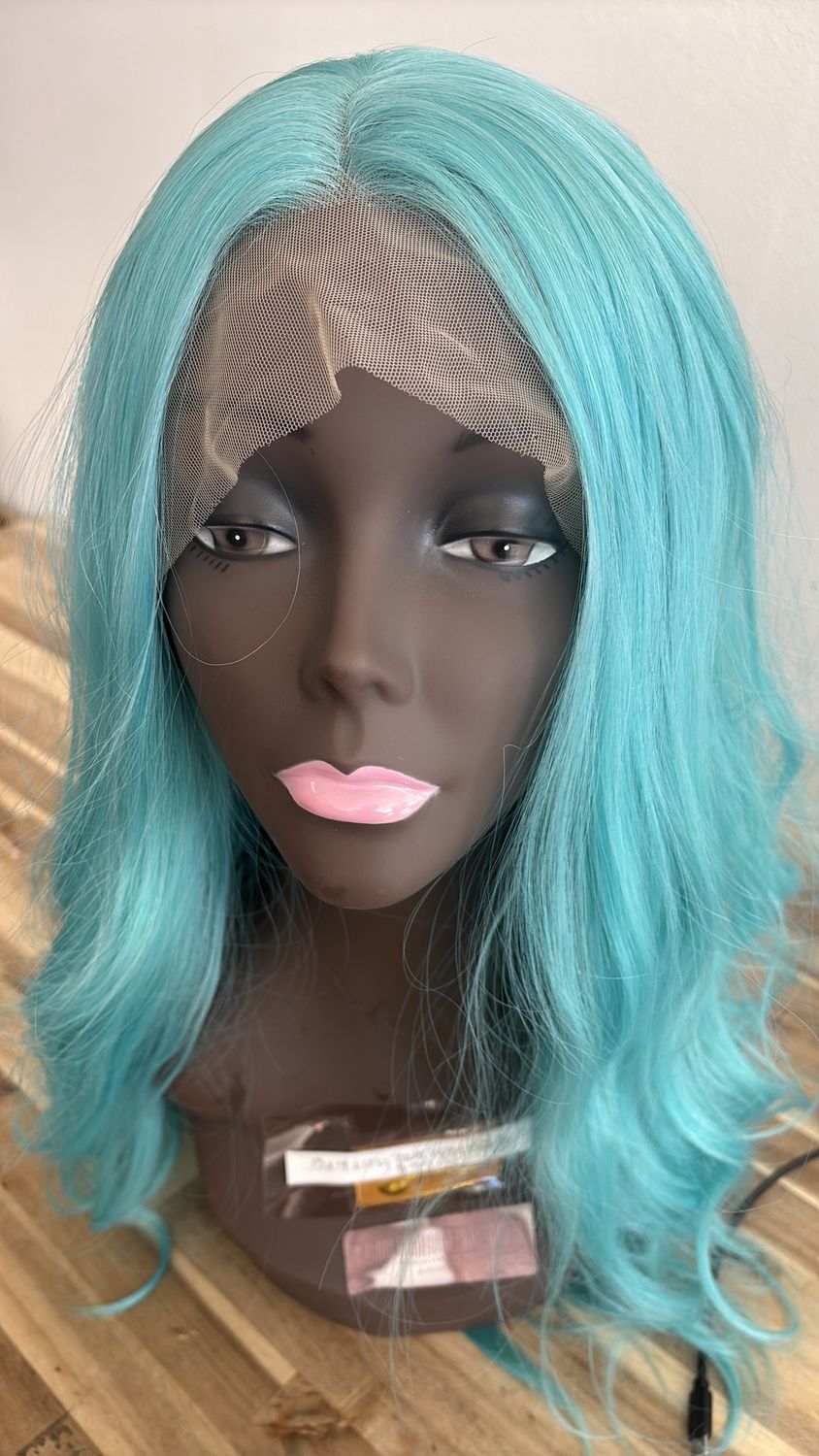 13x4 Long Blue Wavy Wig 26in