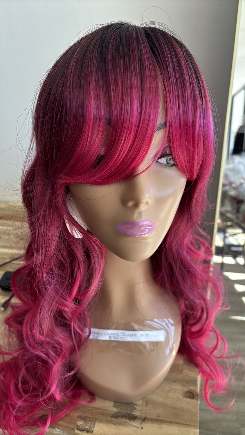 Long wavy ombre purple wig 26”