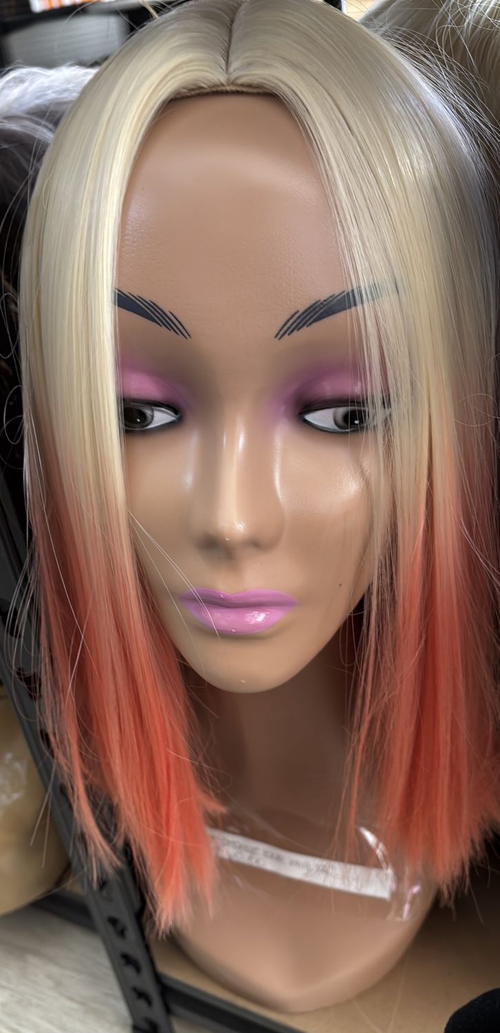 Gradient orange bob wig 12”