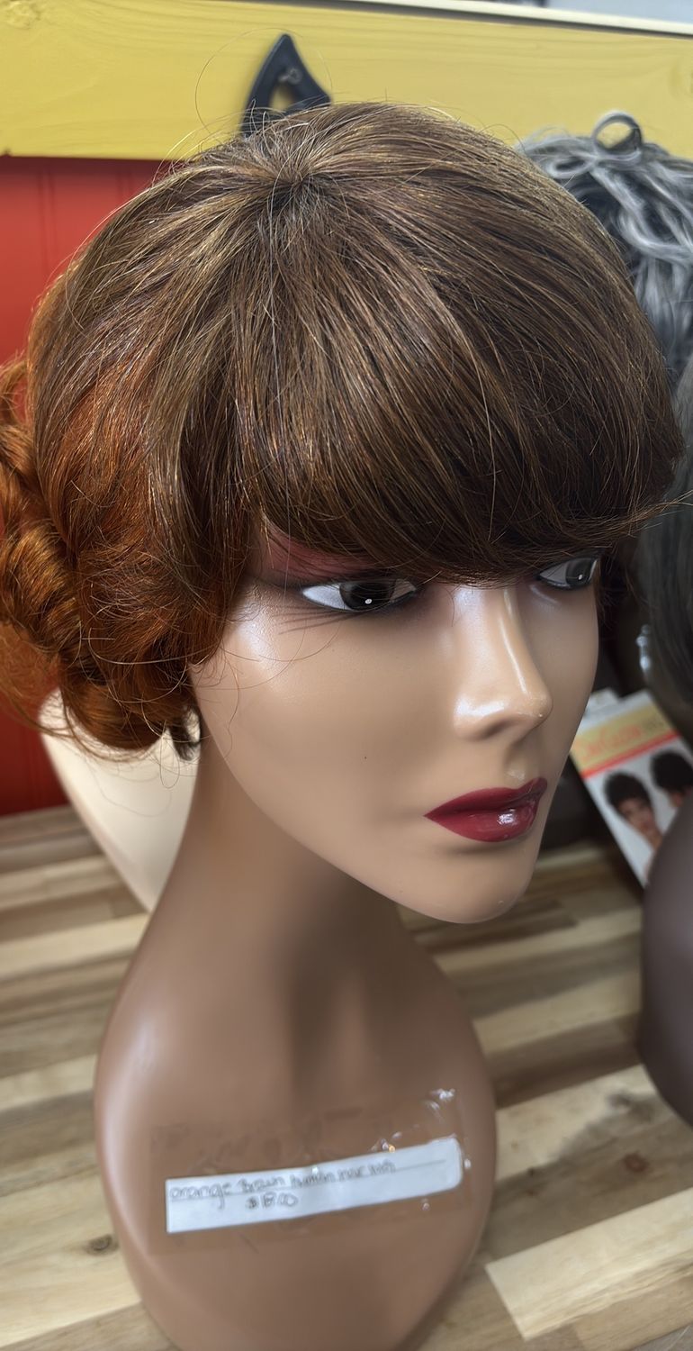 orange brown human hair wig