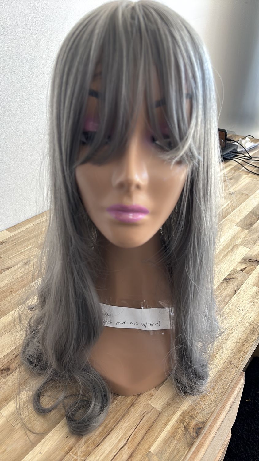 kinky curl &amp; deep wave wig with bang