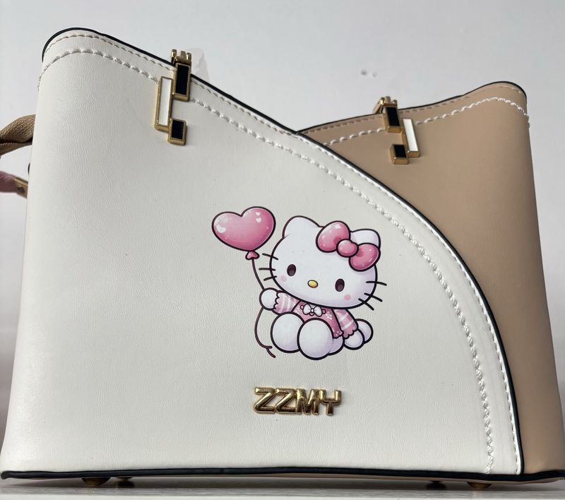 Hello Kitty  Biege and  White Purse