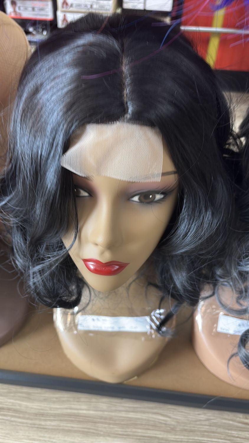 black gray loose wave wig 12in