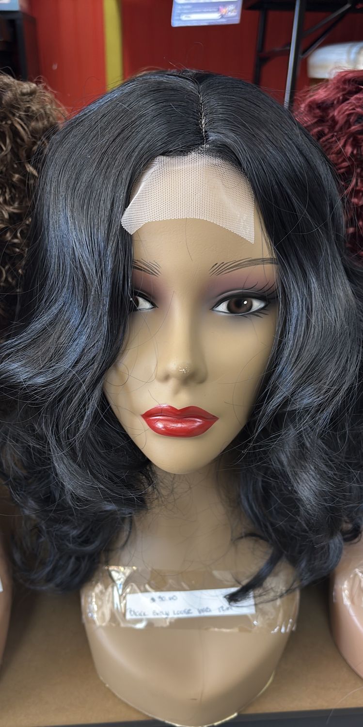 black gray loose wave wig 12in