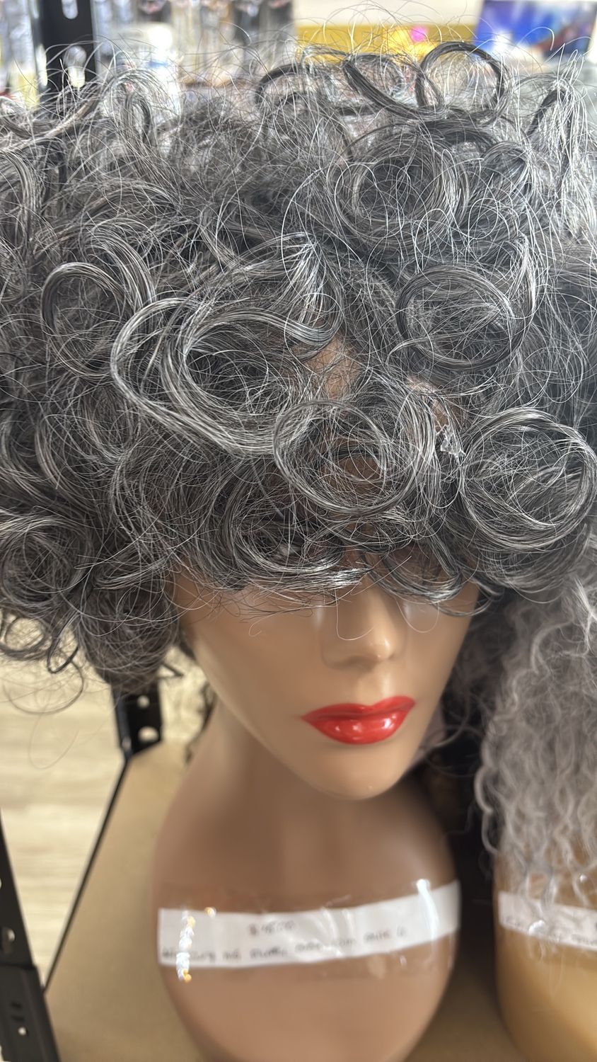 Afro curly wig fluffy gray 10in style 6