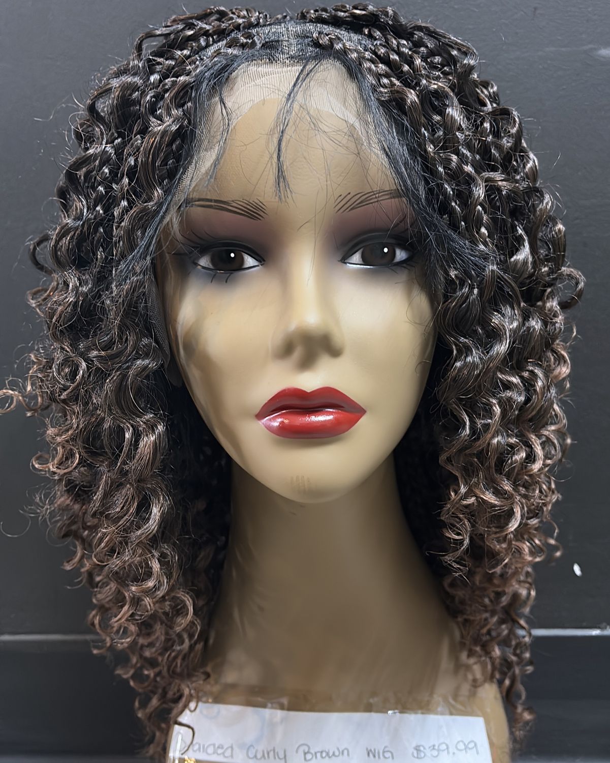 Braided Curly brown wig