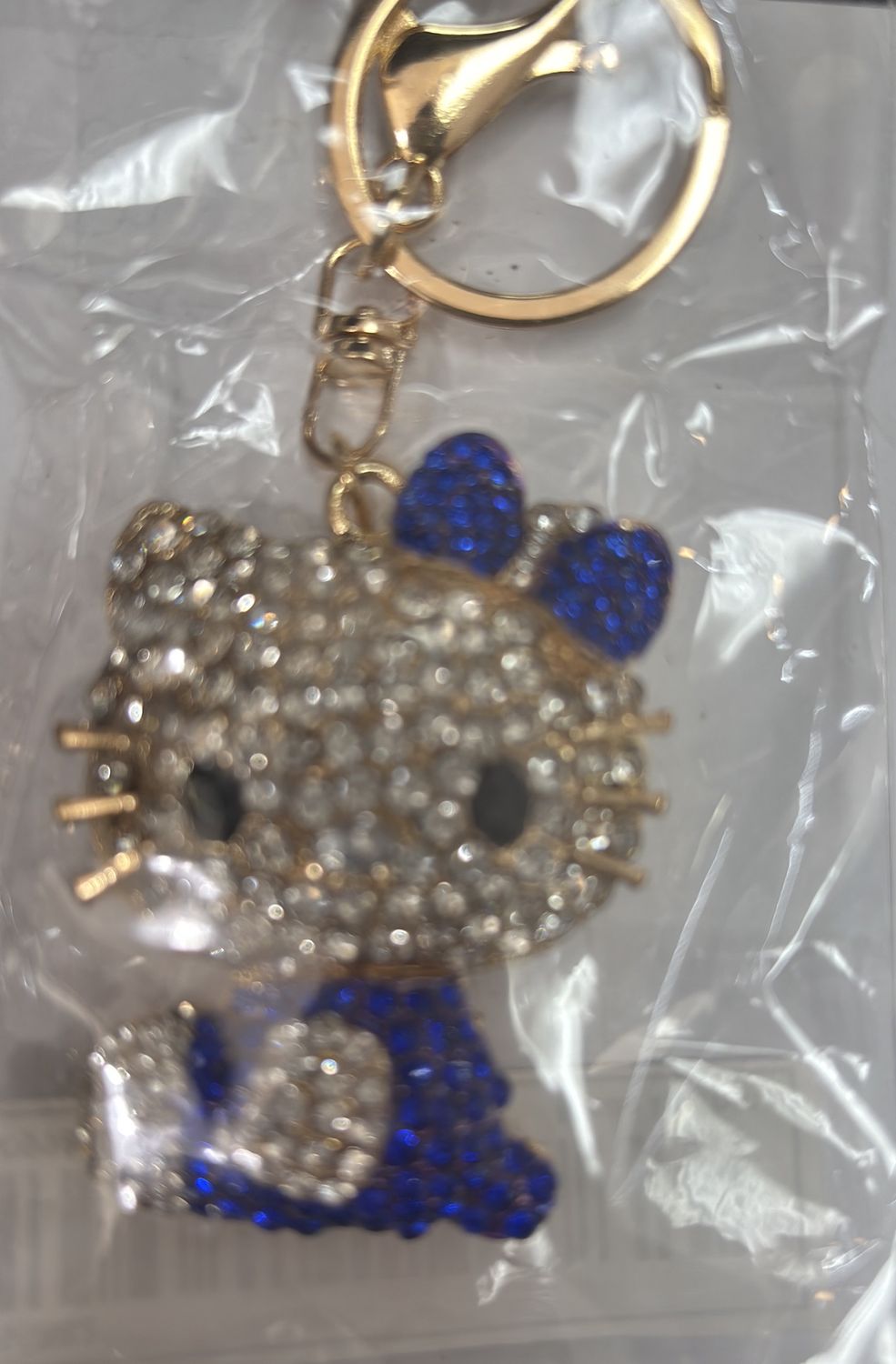 Hello Kitty Lg Rhnst Key Chain Bl