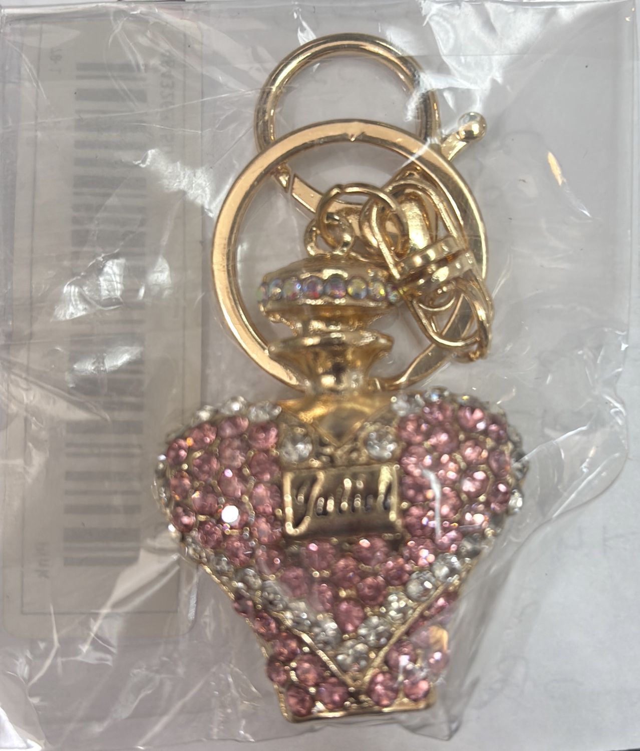 Crown Rhinst Key Chain Pink