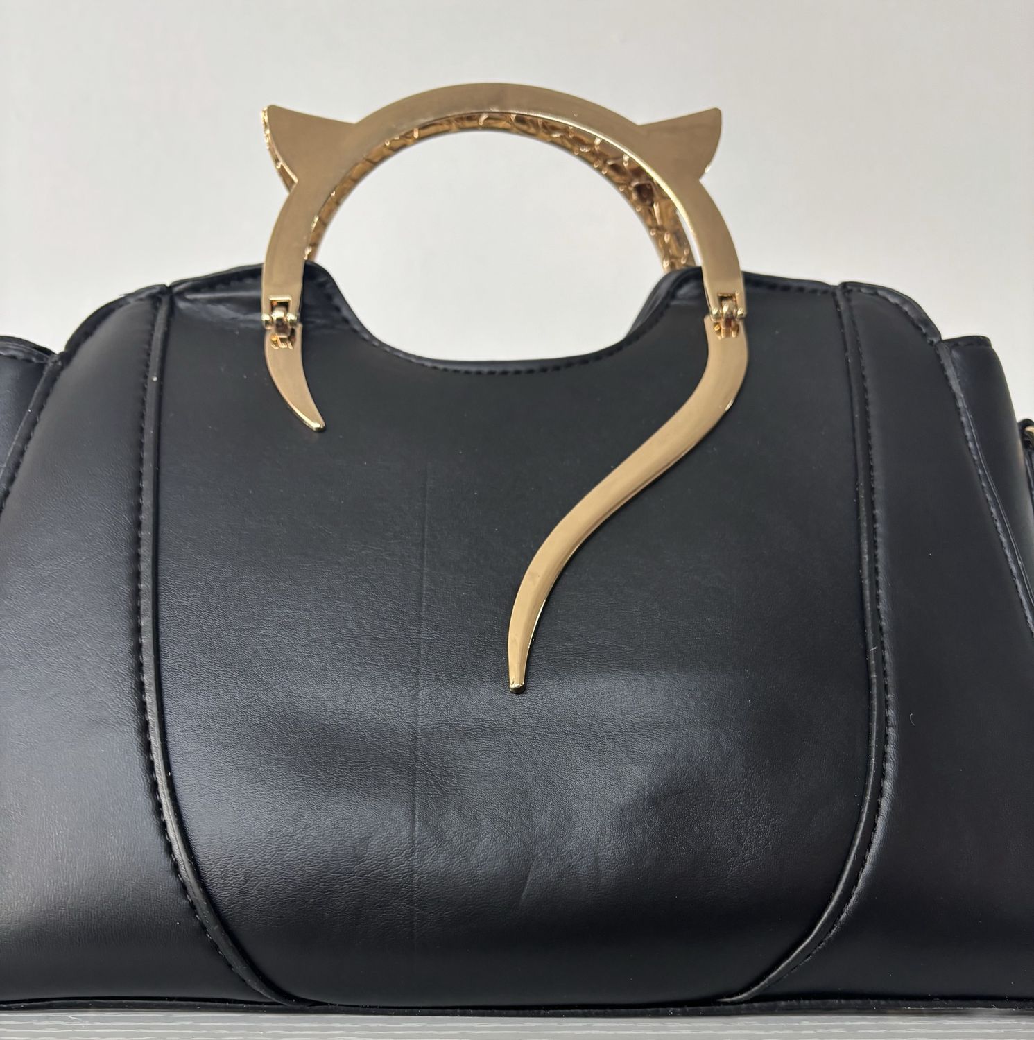 Purse Blk Cat Handle