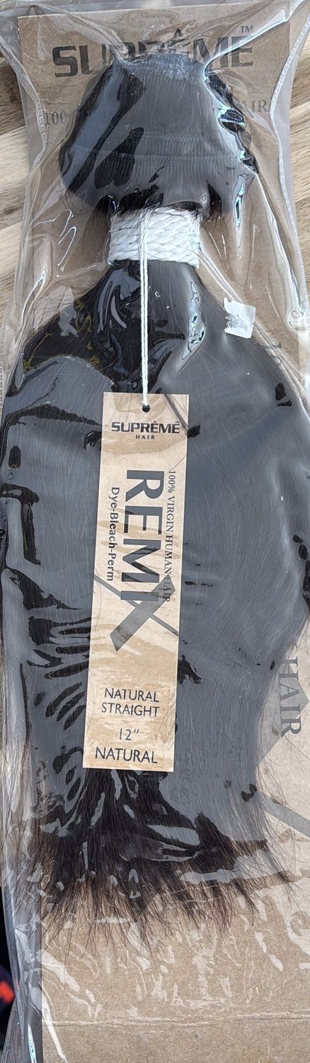 Remi human hair bundles natural straight 12”