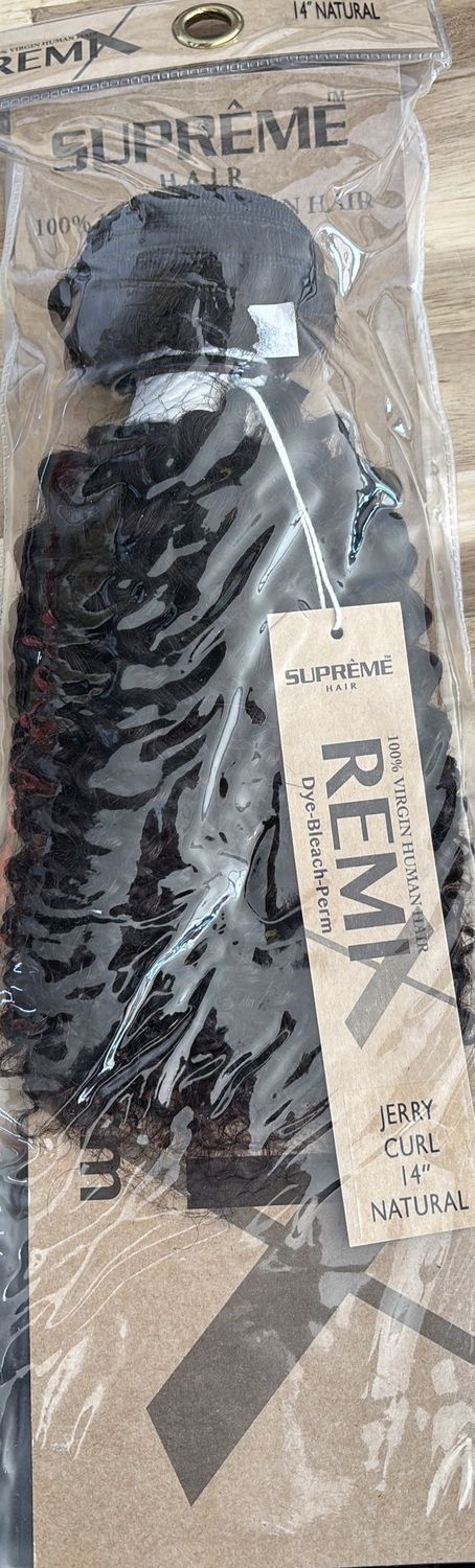 Remi human hair bundles jerry curl 14” natural