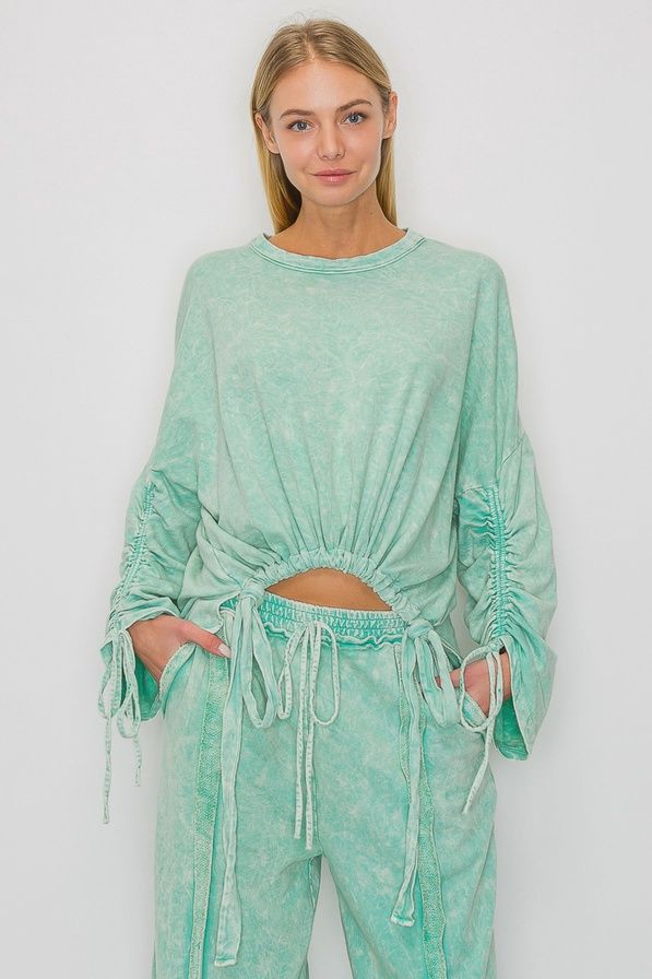 Boho side tie sweatshirt, Colour: MINT, Size: S