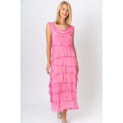 Long Silk Flutter Maxi Dress O/S