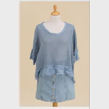 Meshy Top O/S, Colour: blu