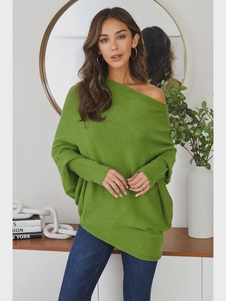 Asymm Sweater, Size: X/S, Colour: Avocado