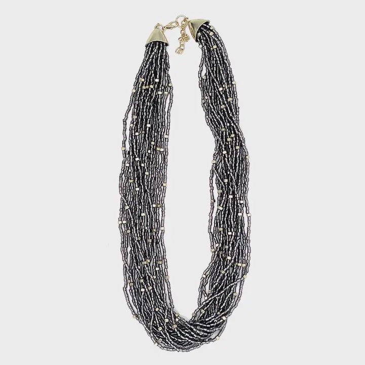 Seedbead Necklace, Colour: SMOKY SILVER