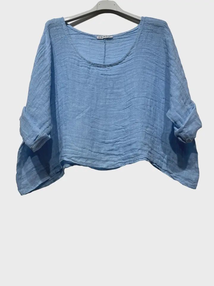 Gauzy Linen Top OS