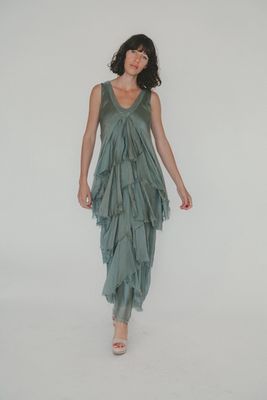 V Neck Flutter Maxi with Sequin  O/S
