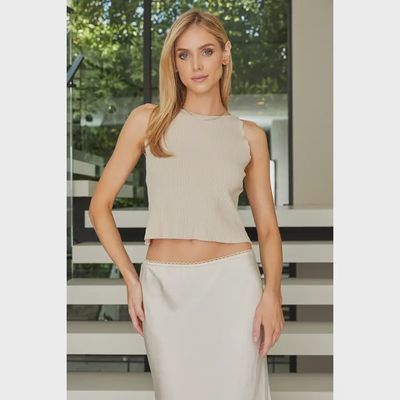 Scallop Neck Ribbed Tank