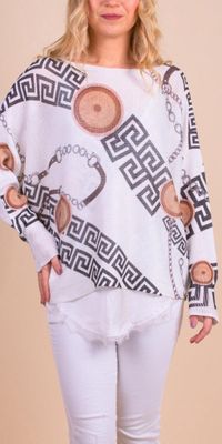 Greek Medallion Sweater O/S