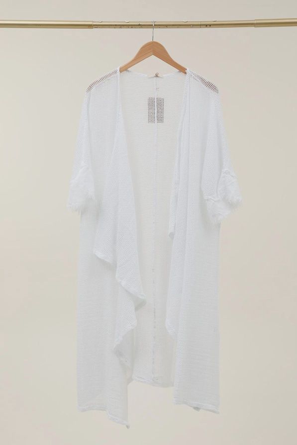 Fishnet Cotton Long Vest O/S, Colour: WHI