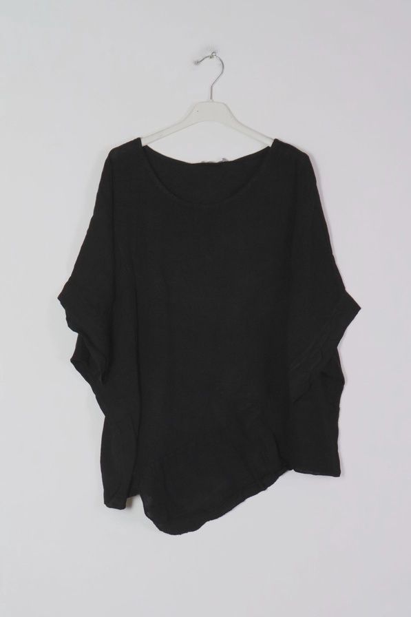 Linen SS Top 9655 O/S, Colour: BLK
