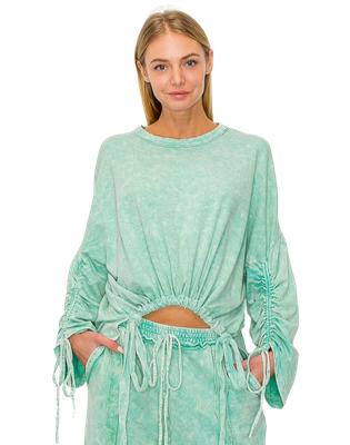 Boho side tie sweatshirt