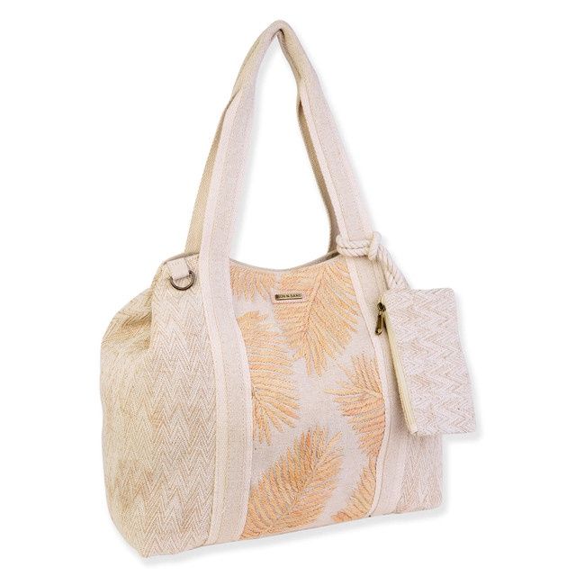 Palm Leaves Neutral Tote
