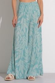 Teal Leaf Dot Print Pant, Size: S