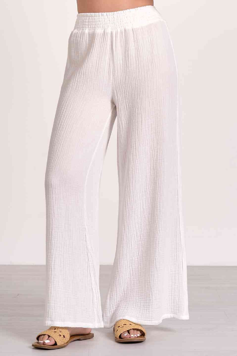 Basic Gauzy Pant, Colour: WHITE, Size: SMALL