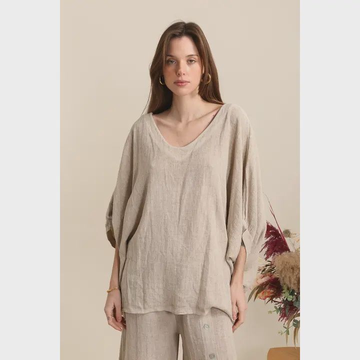 Slouchy Linen Cotton Top O/S