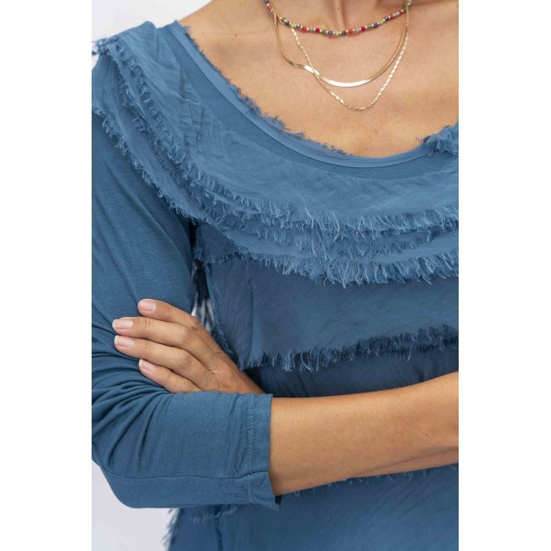 Long Sleeve Silk O/S 2078, Colour: PETROL