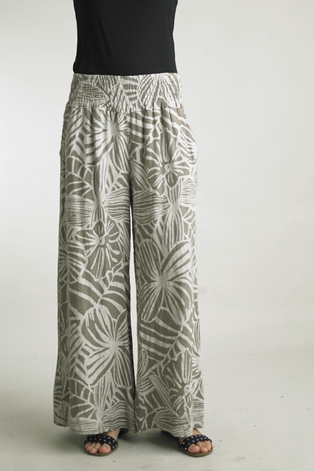 Printed Linen Palazzo, Size: S