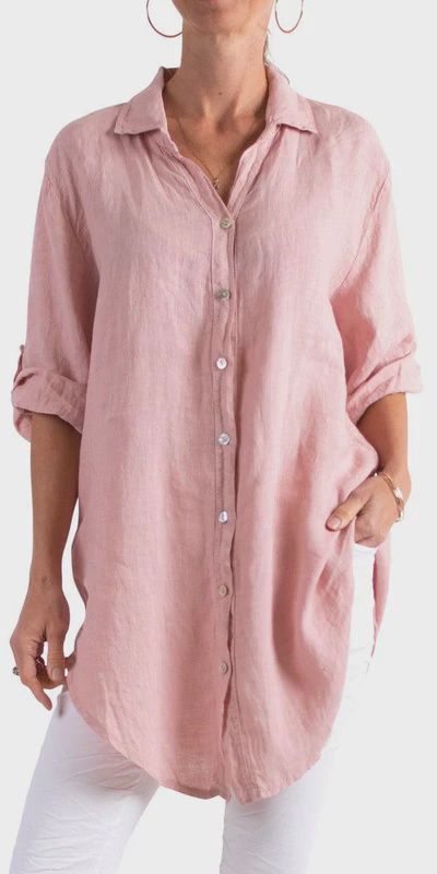 Pink Linen Top OS