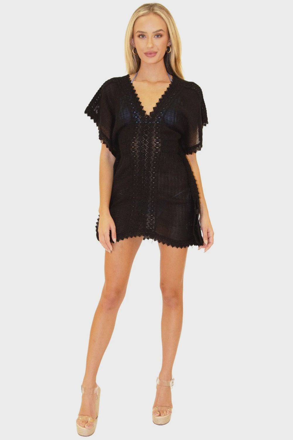Black Cotton Coverup, Size: S