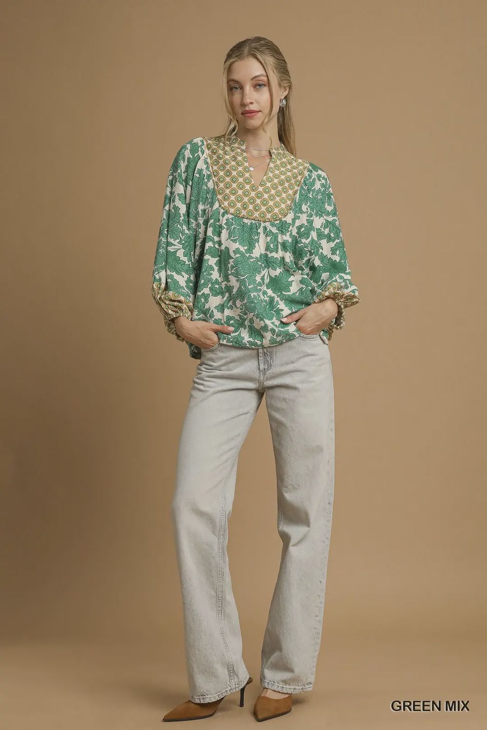 Puff sleeve Floral Top, Size: S
