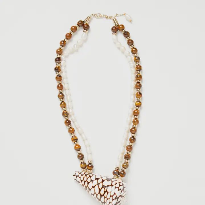 Tiger Eye Shell Necklace