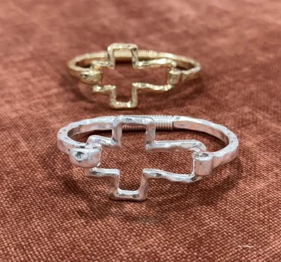 Open Cross Bracelet, ITEM: MATTE SILVER
