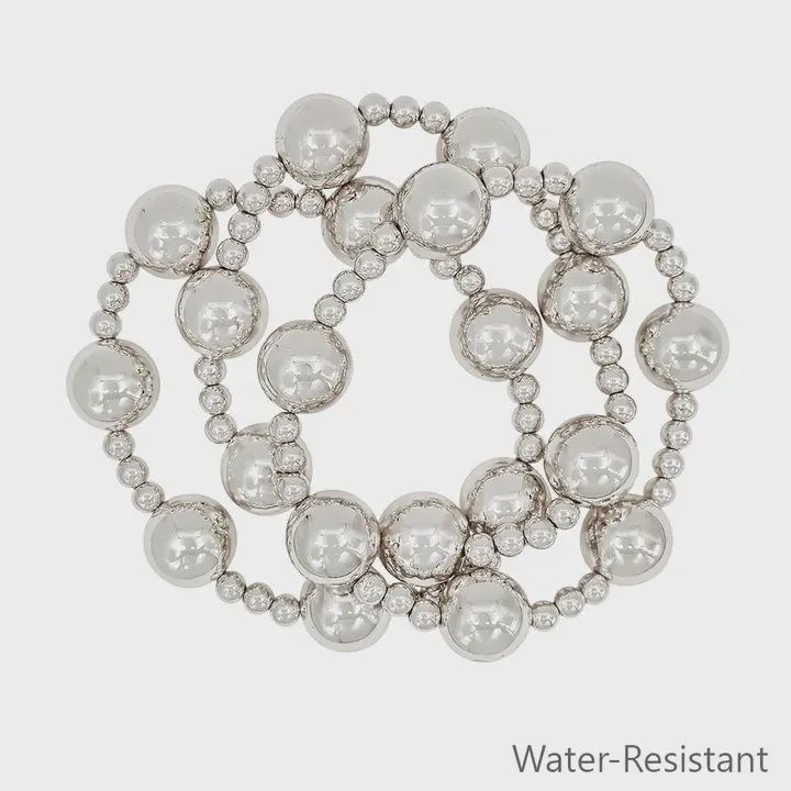 Set of 3 Sphere Bracelet, Colour: SILVER
