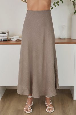 Mocha /Navy Linen Skirt