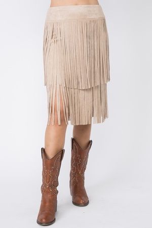 Tiered Fringe Midi Skirt, Size: S