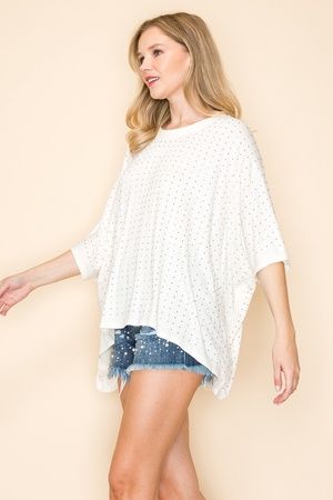 Rhinestone Oversized TShirt, Size: S