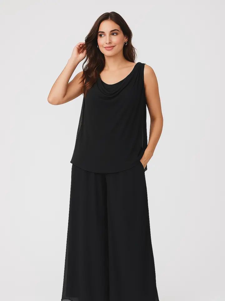 Black Draped Tank Top OS