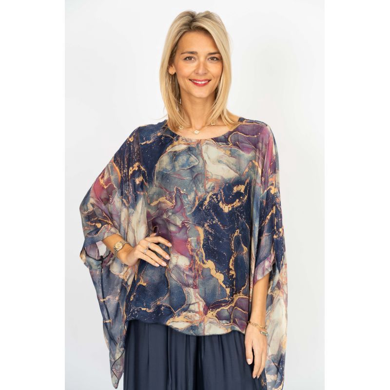 Marbled Silk Top O/S