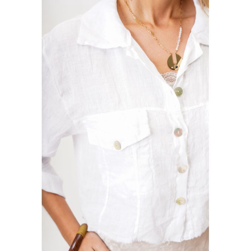 Linen Jacket  2233, Colour: white, Size: SM