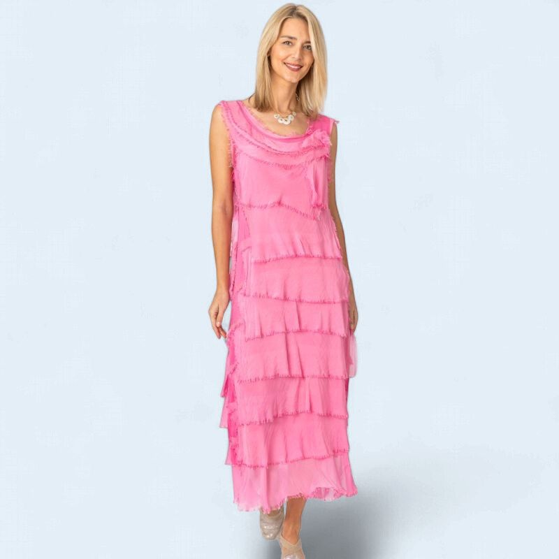 Long Silk Flutter Maxi Dress O/S