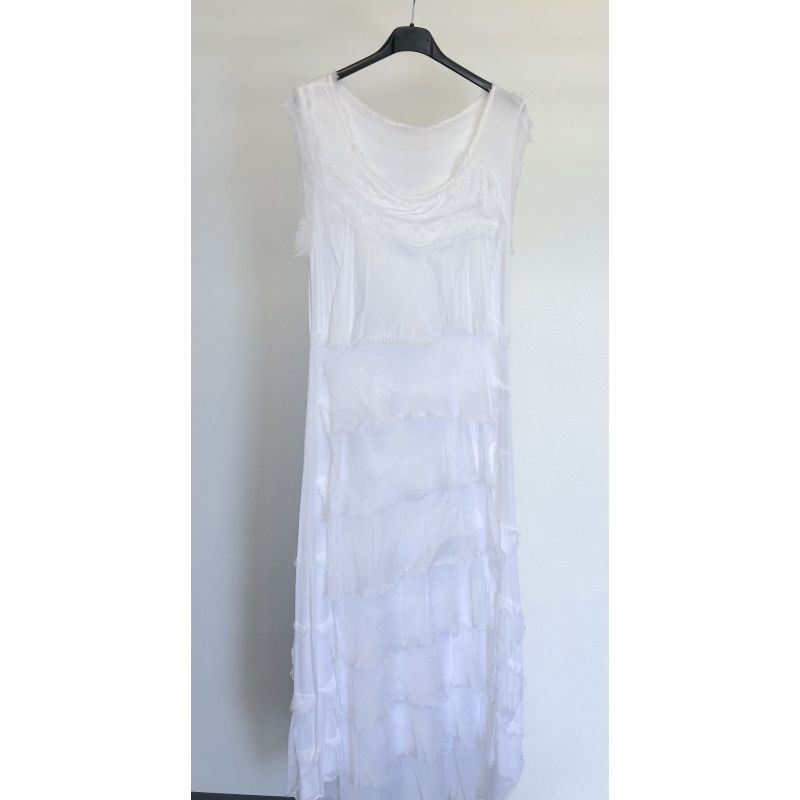 Long Silk Flutter Maxi Dress O/S, NAME: FL/ANKLE LENGTH, Size: WHITE
