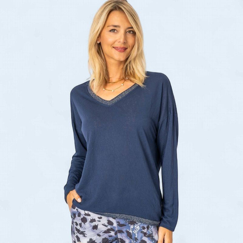 VN LS Glimmer Edge Top  O/S