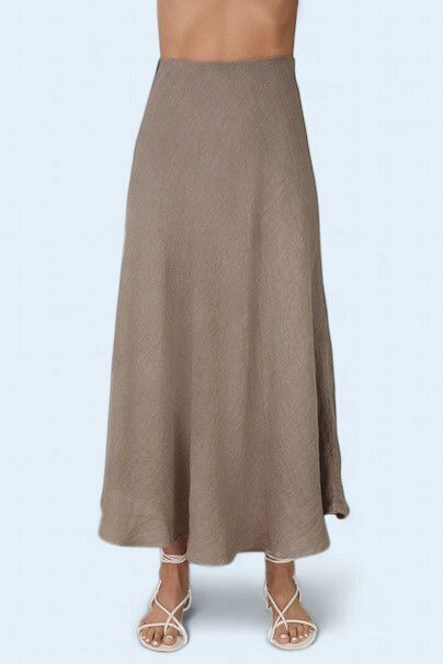 Mocha /Navy Linen Skirt